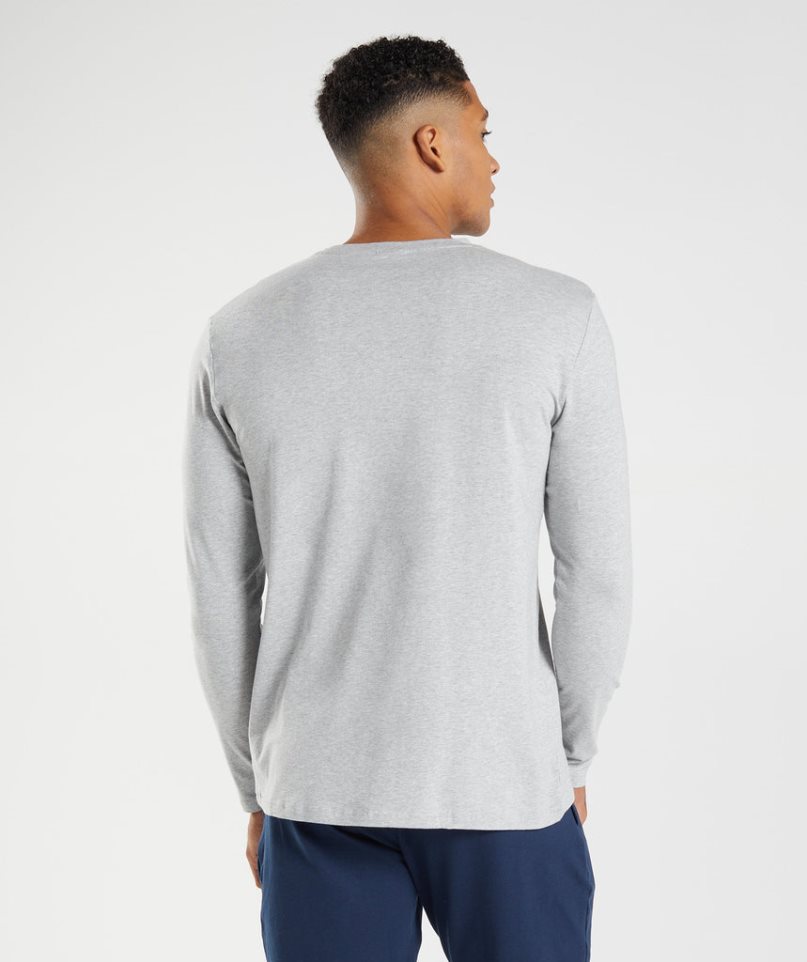 Men's Gymshark Block Long Sleeve T-Shirts Light Grey | NZ 1LQMIO